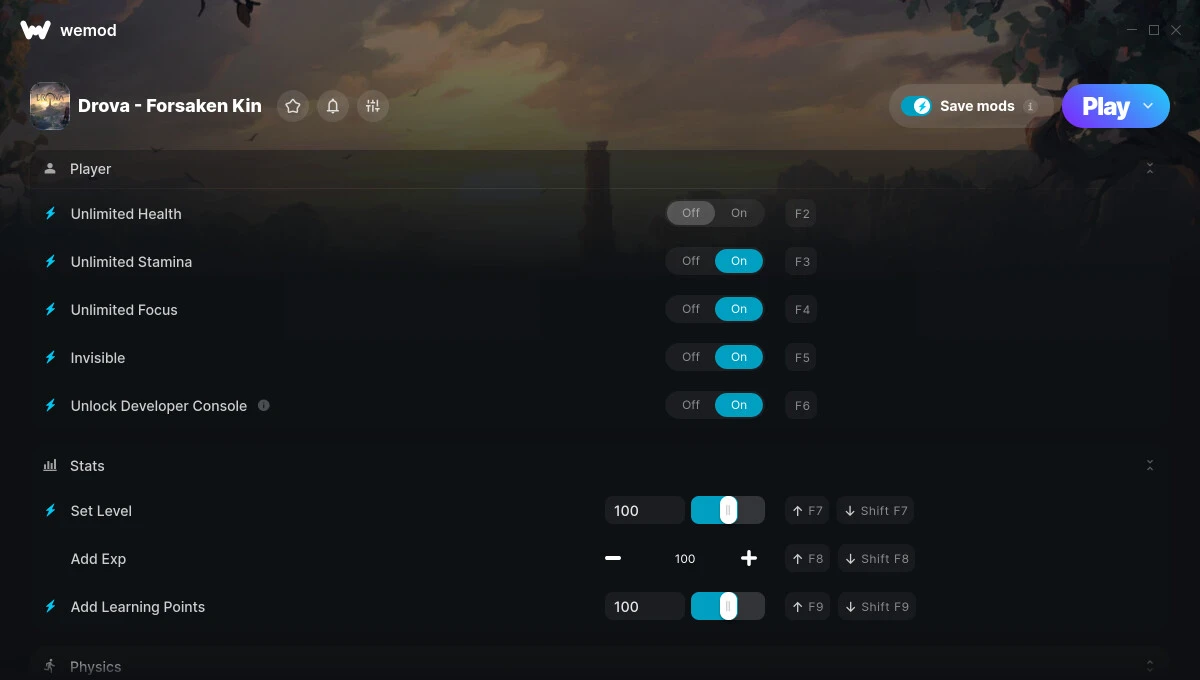 Drova - Forsaken Kin "Трейнер +10 от WeMod: Здоровье, выносливость, фокус и пр"