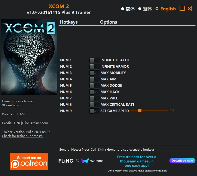XCOM 2: Трейнер/Trainer (+9) [1.0 - UPD: 15.11.2016] {FLiNG}