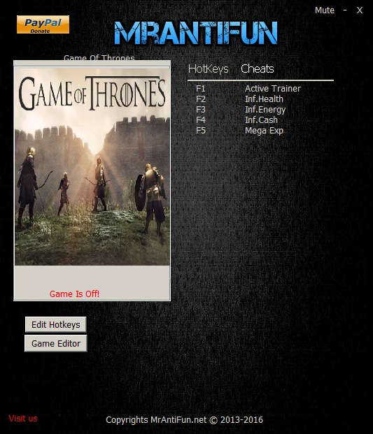 Game of Thrones: Трейнер/Trainer (+5) [1.5.0.0: Alternate Version] {MrAntiFun}