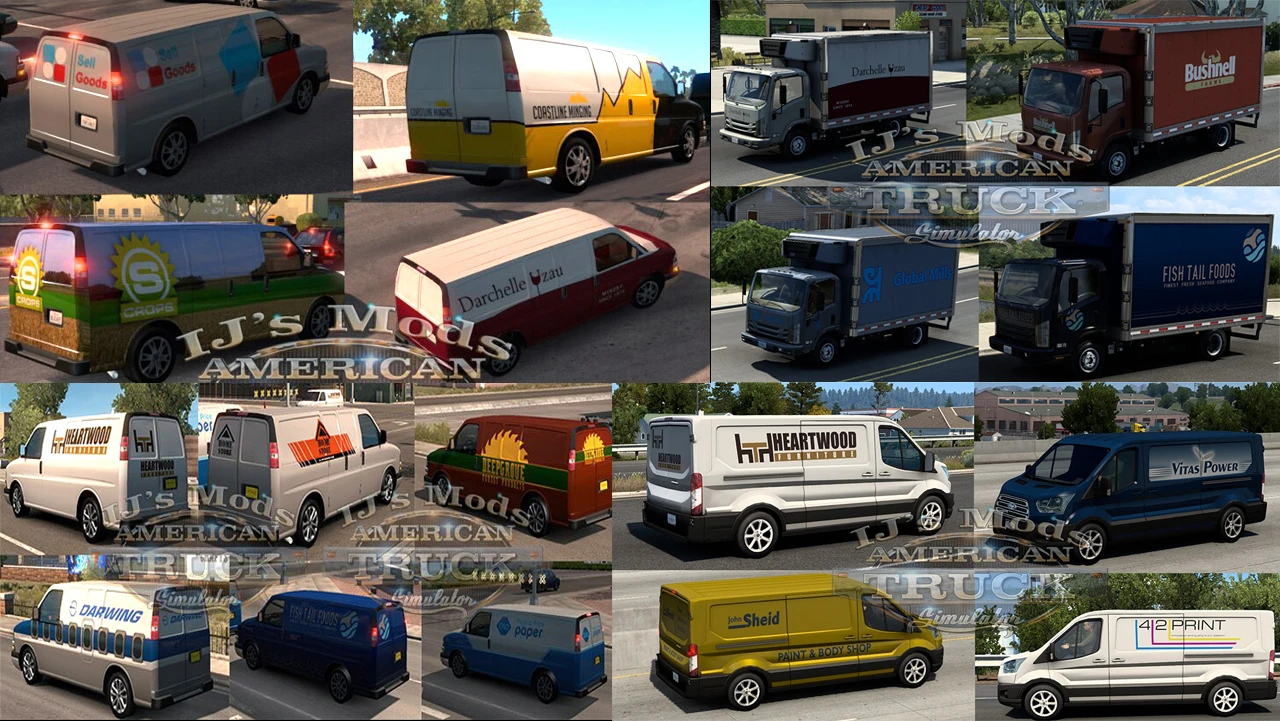 American Truck Simulator "Микроавтобусы со скинами стандартных компаний в трафик" [1.46]