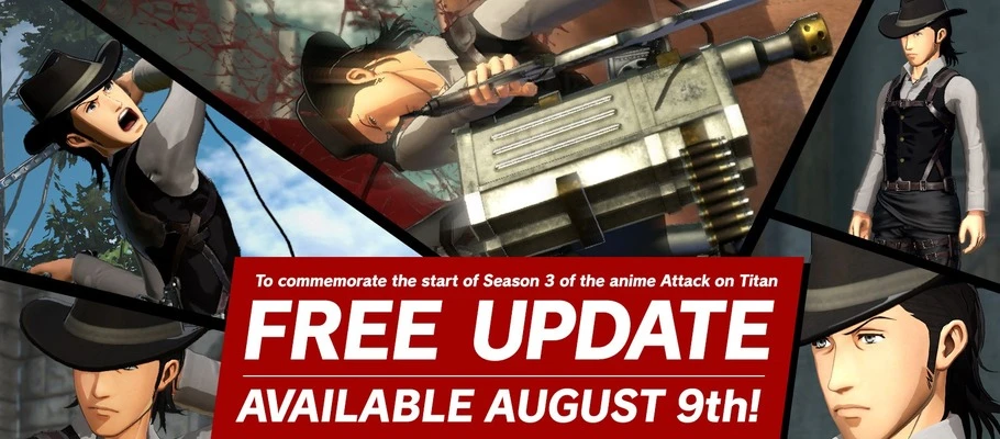 9 августа в Attack on Titan 2 прибудет бесплатное обновление в честь выхода 3 сезона аниме-сериала