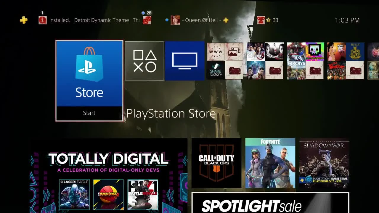 Демонстрация динамической темы Vampyr для PS4
