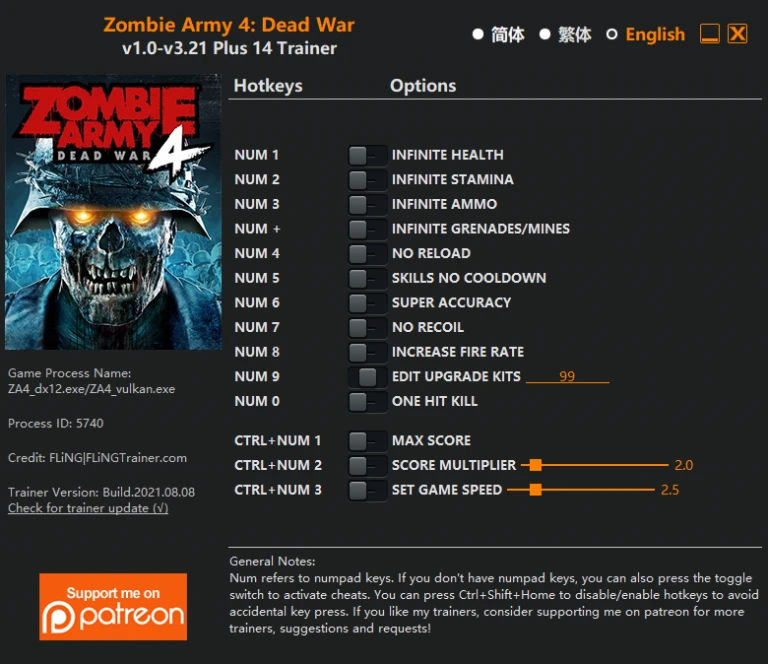 Zombie Army 4: Dead War: Трейнер/Trainer (+14) [1.0 - 3.21] {FLiNG}