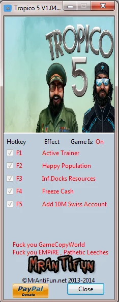 Tropico 5: Трейнер/Trainer (+4) [1.04] {MrAntiFun}