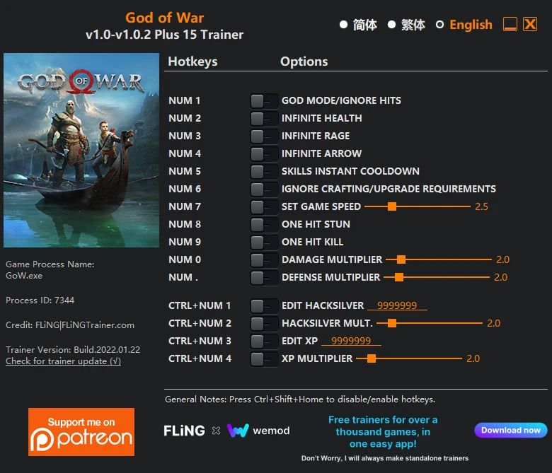 God of War (2022): Трейнер/Trainer (+15) [1.0 - 1.0.2] {FLiNG}