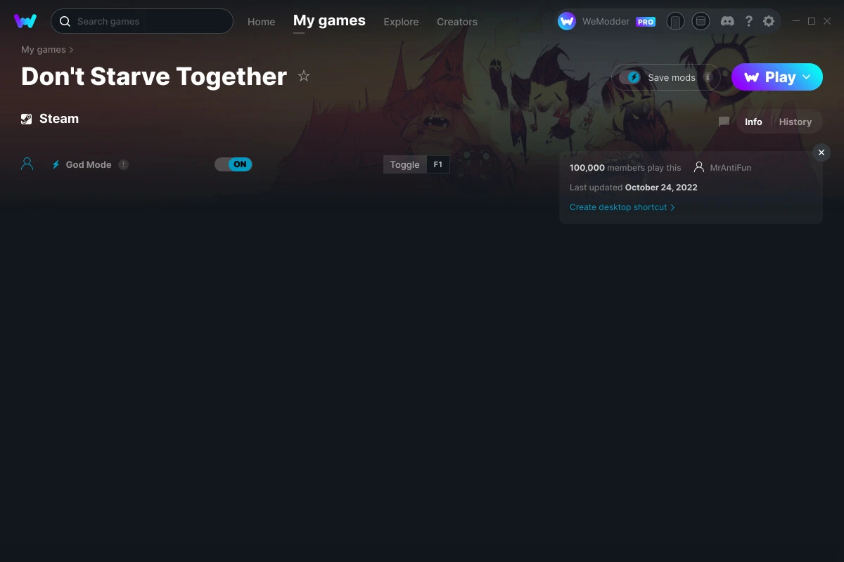 Don't Starve Together "Трейнер +1" [UPD: 17.02.2025] {MrAntiFun / WeMod}