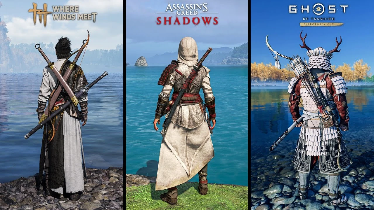 Детальное сравнение Where Winds Meet, Assassin's Creed Shadows и Ghost of Tsushima