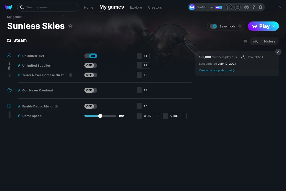 Sunless Skies "Трейнер +6" [UPD: 12.07.2024] {ColonelRVH / WeMod}