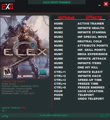 Elex: Трейнер/Trainer (+16) [1.0] [x64-64Bit] {FutureX} - Updated Version