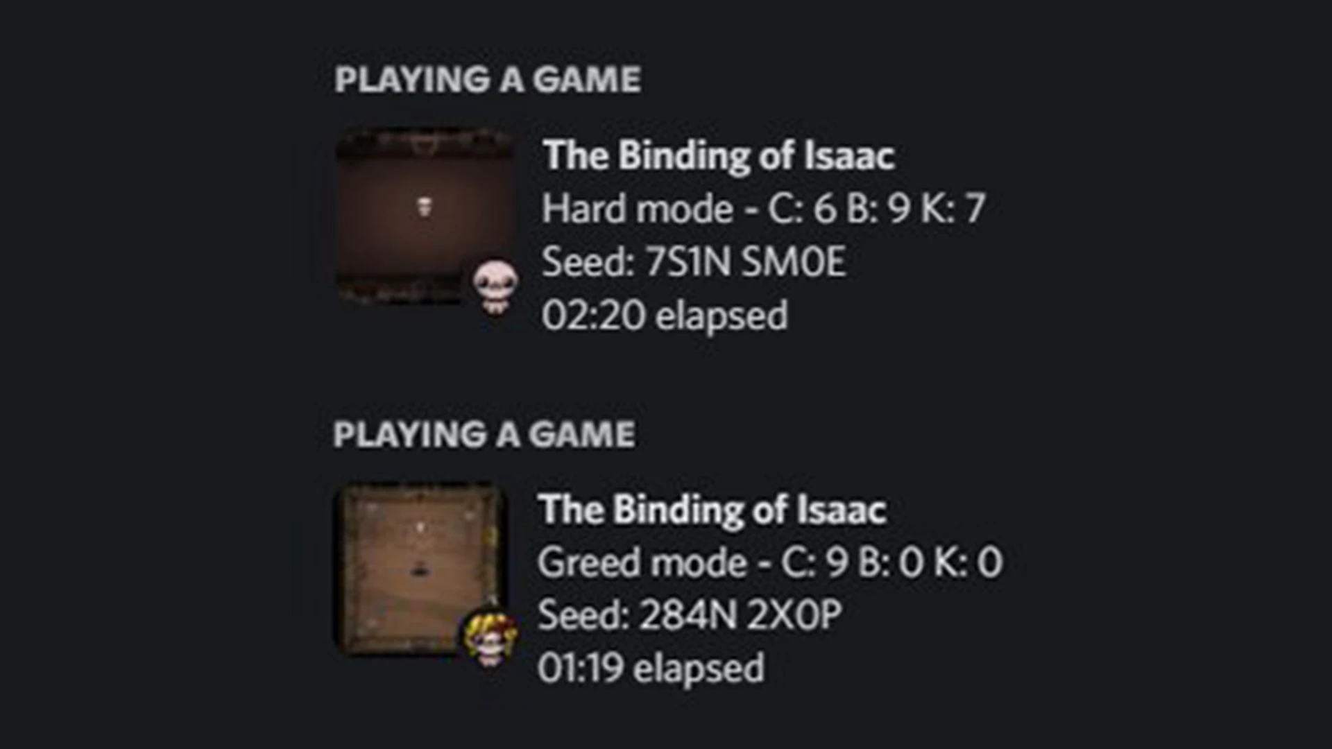 The Binding of Isaac "Улучшенная статистика активности для Дискорда"