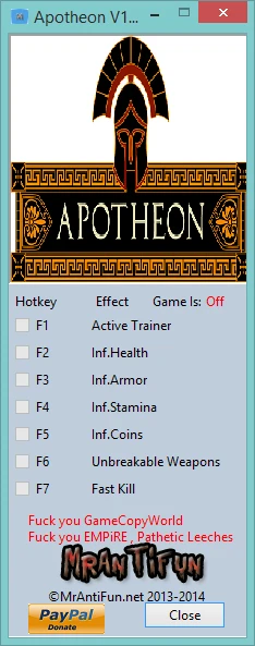 Apotheon: Трейнер/Trainer (+6) [1.2] {MrAntiFun}