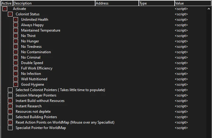 Surviving the Aftermath "Таблица для Cheat Engine" [1.22.0.4460] {dharmang1910}