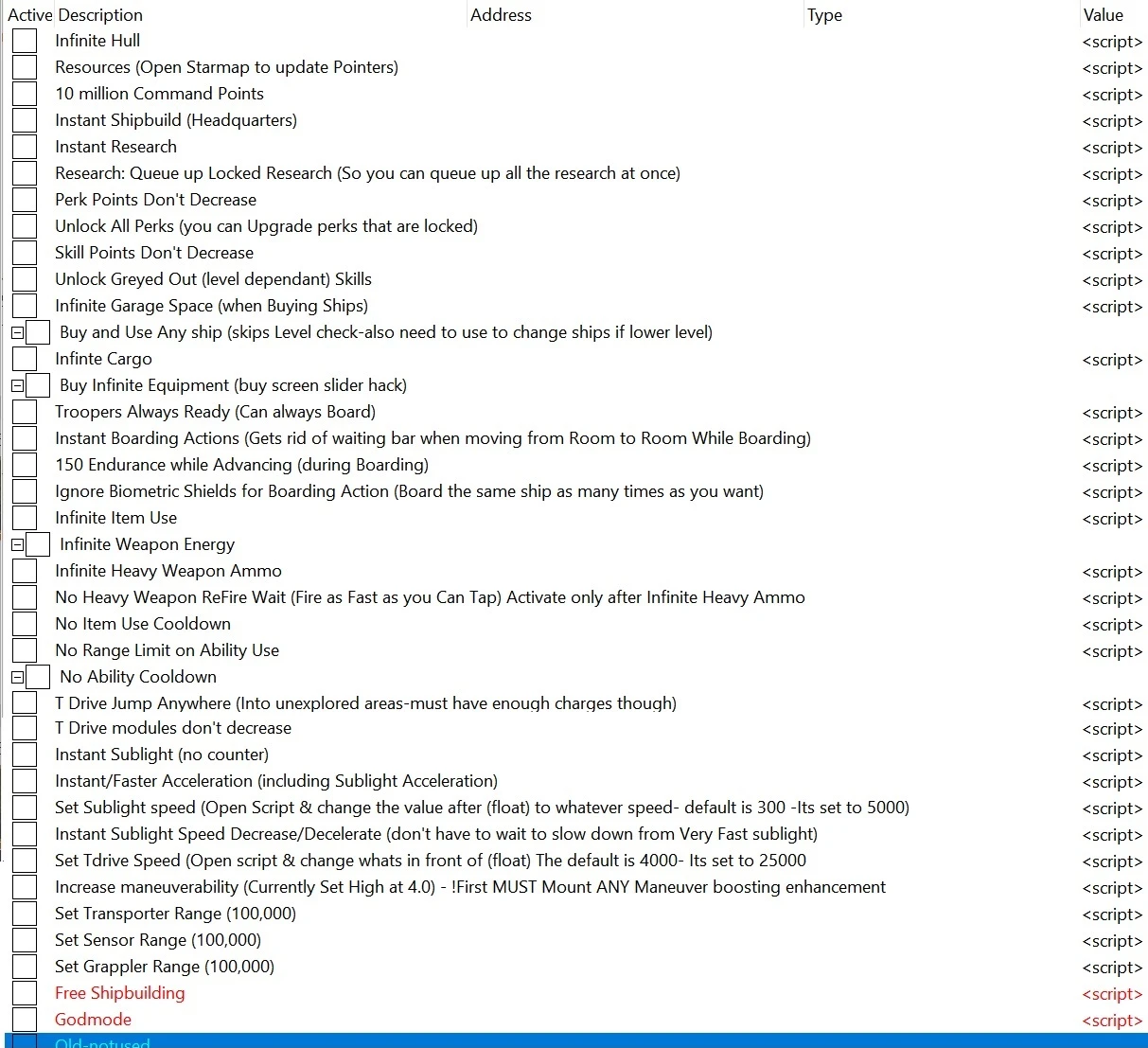 Starpoint Gemini - Warlords: Таблица для Cheat Engine [1.400.0v3] {gideon25}
