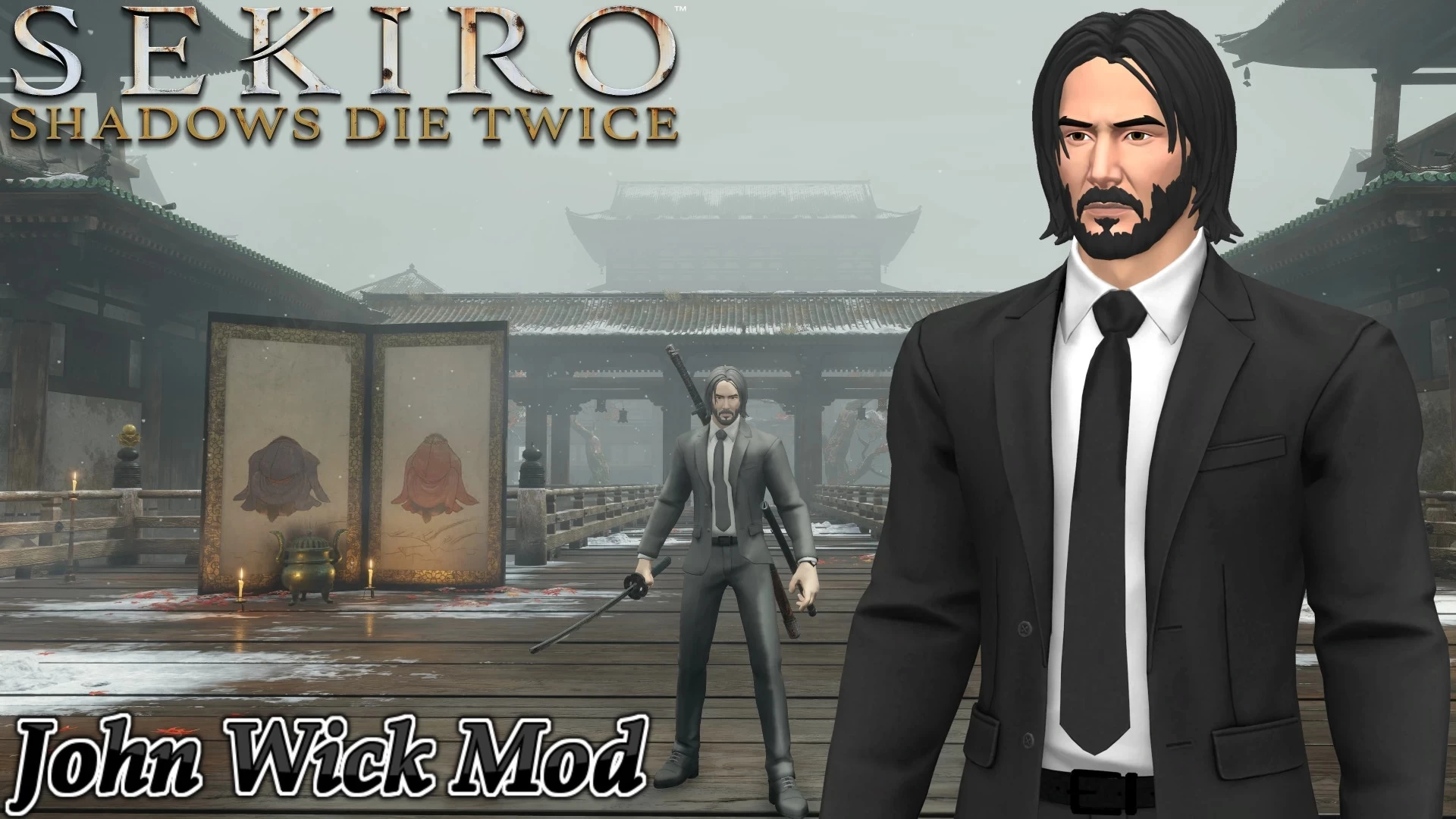 Sekiro: Shadows Die Twice "Мод, заменяющий главного героя на Джона Уика"