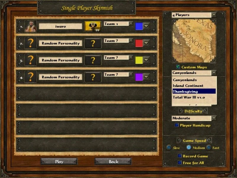 Age Of Empires 3 "Карта - Thanksgiving"