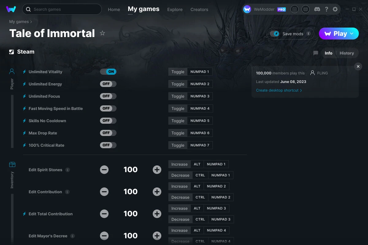 Tale of Immortal "Трейнер +54" [UPD: 09.06.2023] {FLiNG / WeMod}