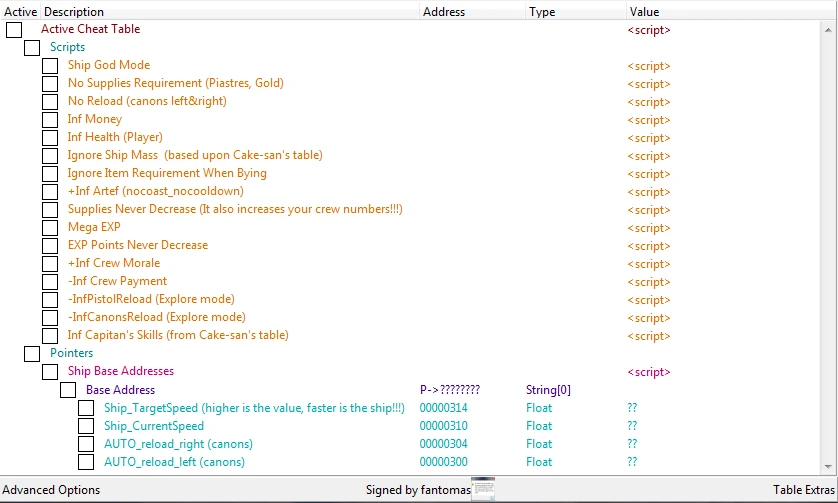 Tempest: Таблица для Cheat Engine [1.4.3 - 1.4.4] {fantomas}