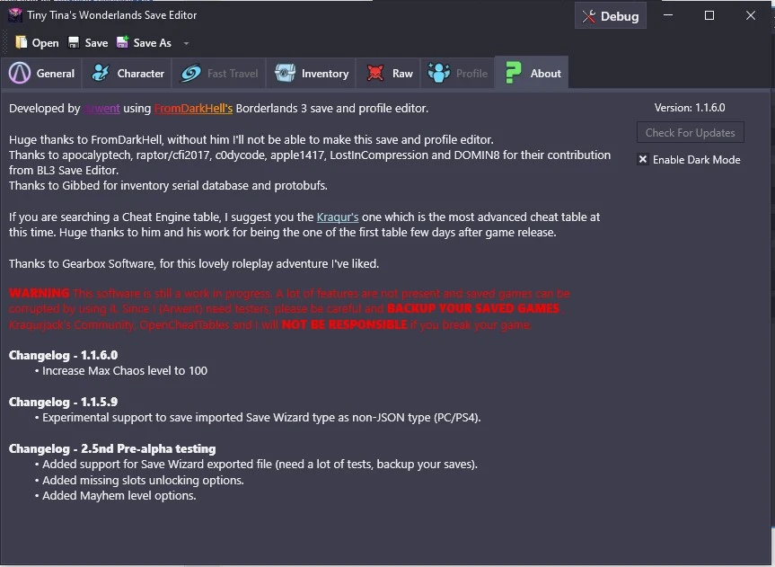 Tiny Tina's Wonderlands "Редактор сохранений" [V1.1.6.0] {somefunguy}