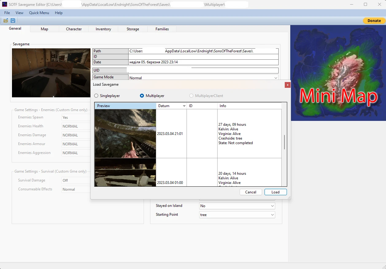Sons of The Forest "Редактор сохранений" [0.6.0] {Ausbrecher}