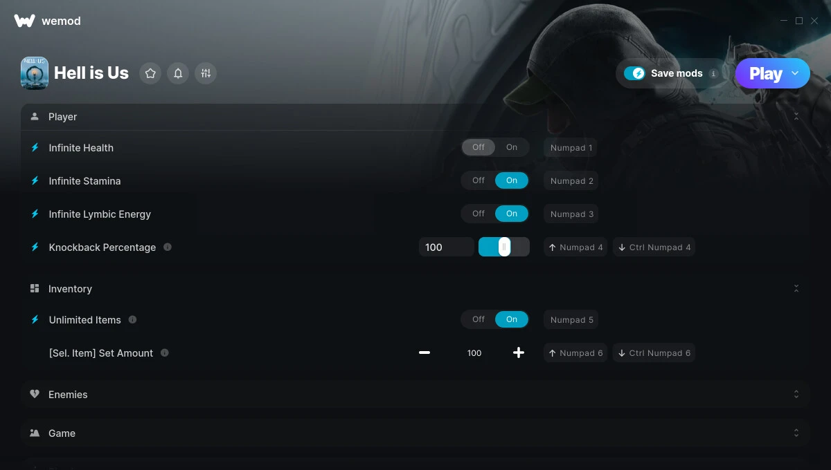 Hell is Us "Трейнер +11 от WeMod: Здоровье, энергия, предметы, супер урон"