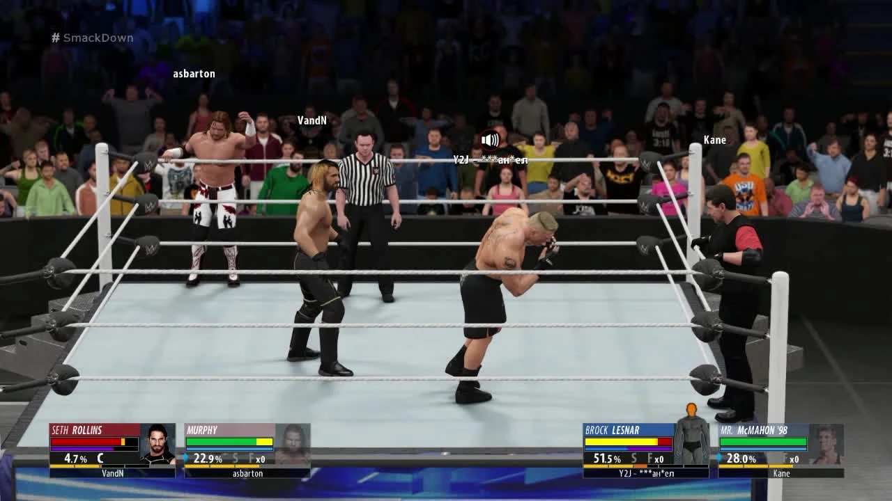 WWE 2K16 "Online Tag Team Fight - Brock Lesnar & Mr. McMahon VS Seth Rollins and Murphy"