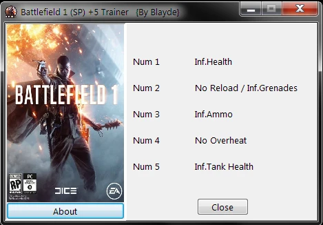 Battlefield 1: Трейнер/Trainer (+5) [1.0.47.30570] {Blayde}