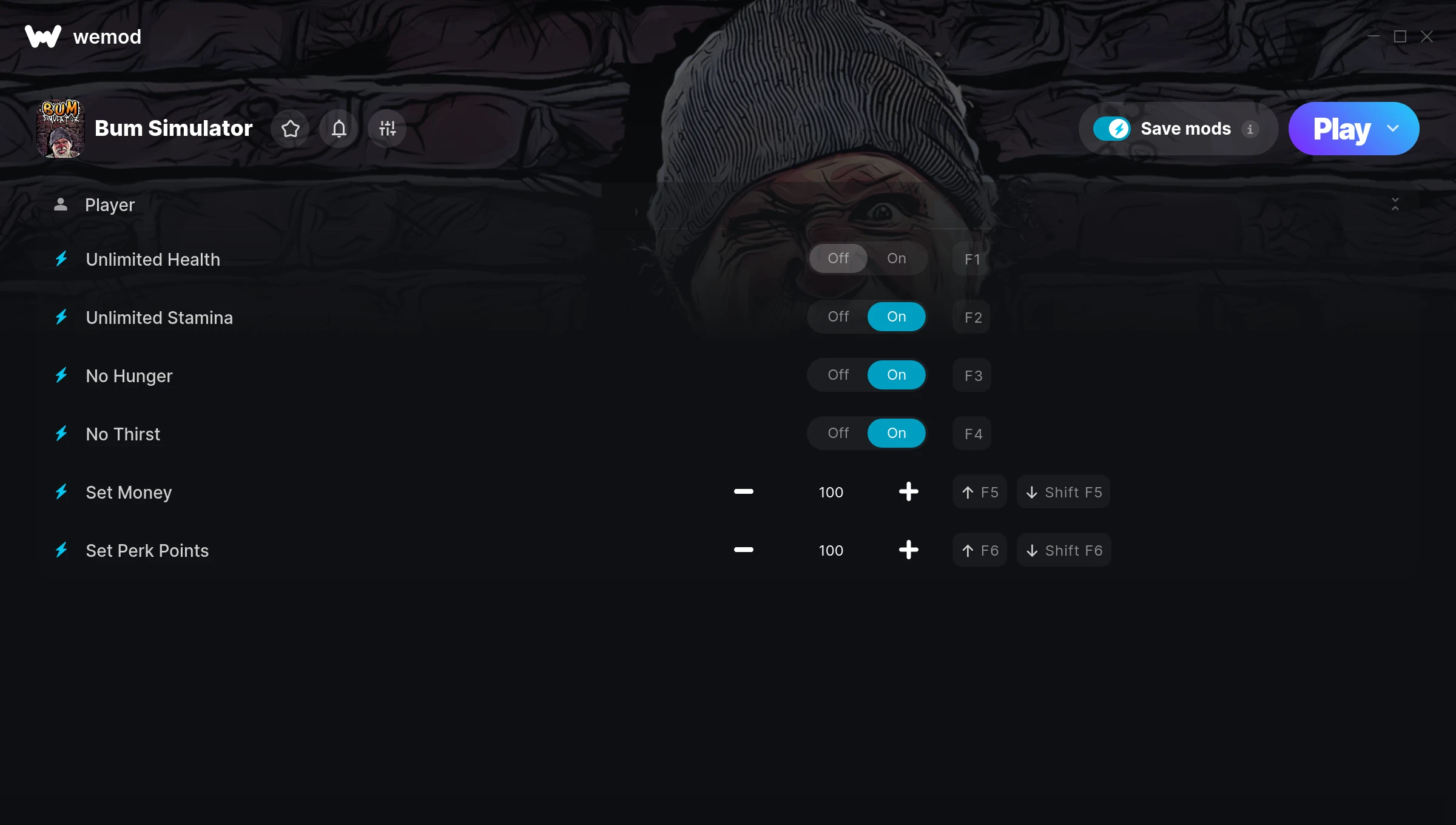 Bum Simulator "Трейнер +6: здоровье, выносливость, деньги" {MrAntiFun / WeMod}