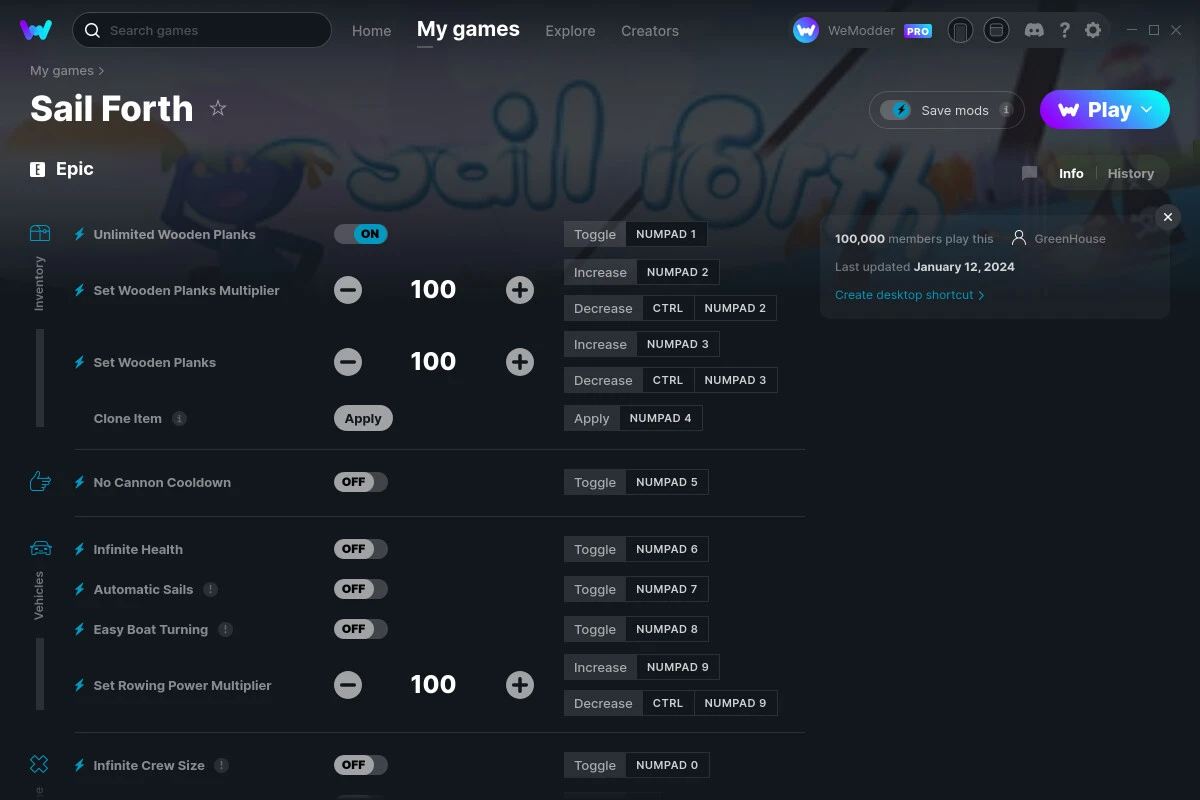 Sail Forth "Трейнер +13" [UPD: 12.01.2024] {GreenHouse / WeMod}