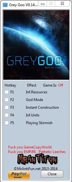 Grey Goo: Трейнер/Trainer (+4) [0.14.52083] {MrAntiFun}