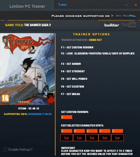 The Banner Saga 2: Трейнер/Trainer (+7) [2.48.10] {LinGon}
