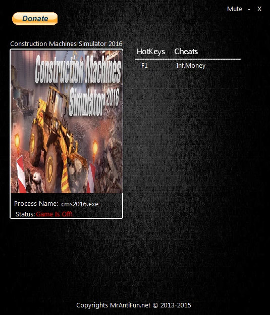 Construction Machines Simulator 2016: Трейнер/Trainer (+1: Деньги / Money) [1.0] {MrAntiFun}