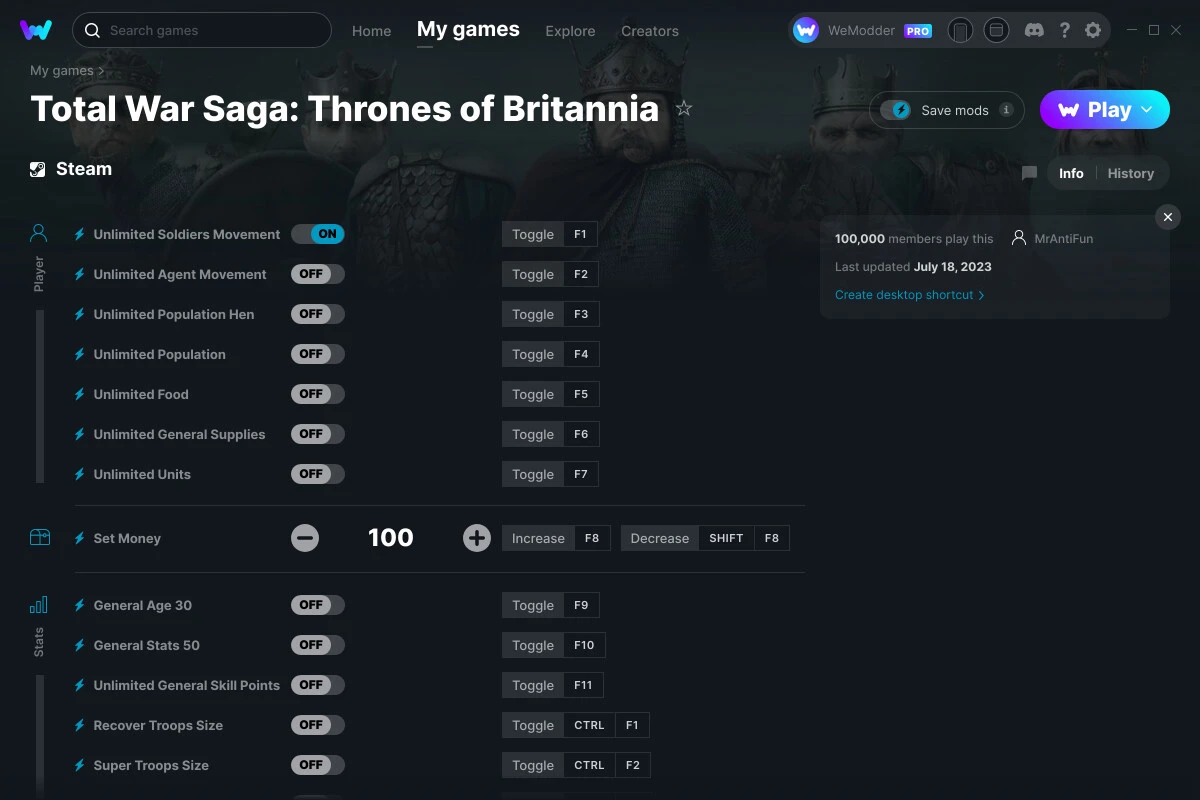 Total War Saga: Thrones of Britannia "Трейнер +18" [UPD: 18.07.2023] {MrAntiFun / WeMod}