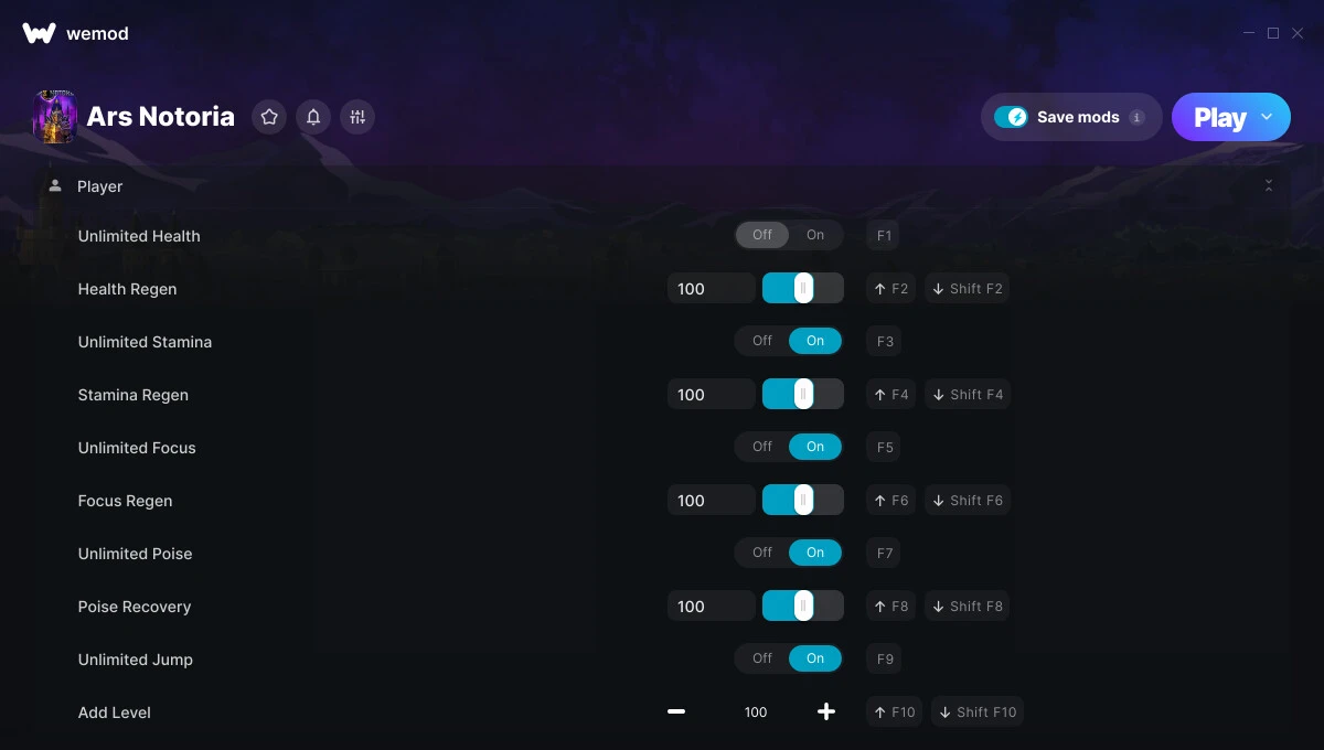 Ars Notoria "Трейнер +49 от WeMod: Редактор игрока, инвентаря и характеристик"