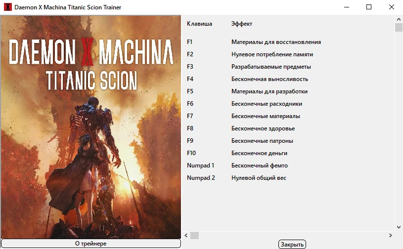 Daemon X Machina Titanic Scion "Трейнер +12 (1.2.2) " [UPD: 25.12.2025] {xX_Morda_Xx}
