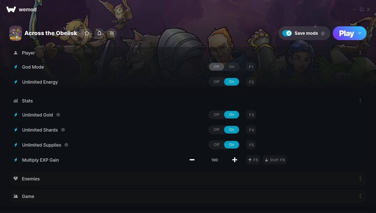 Across the Obelisk "Трейнер +8 лт WeMod: Неуязвимость, энергия, золото и пр"