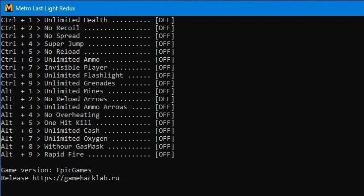Metro Last Light Redux: Трейнер/Trainer (+18) [EpicGames] {LIRW / GHL}