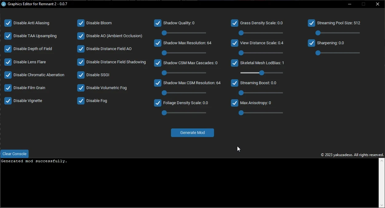 Remnant 2 "Редактор графических настроек игры"