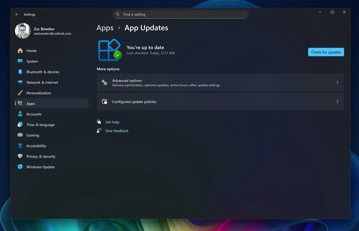 Microsoft добавила в настройки Windows 11 новую страницу для обновления приложений