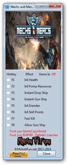 Mechs and Mercs Black Talons: Трейнер/Trainer (+8) [1.2.00.01] {MrAntiFun}