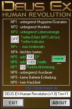 Deus Ex - Human Revolution: Трейнер (+11) [1.1.622.0] {drolle}