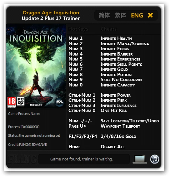Dragon Age: Inquisition: Трейнер/Trainer (+17) [Update 2] {FLiNG}