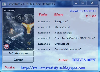 TimeShift: Трейнер (+6) [1.02] {Delta10FY}