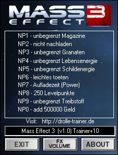 Mass Effect 3: Трейнер/Trainer (+10) [1.0] {dr.olle}