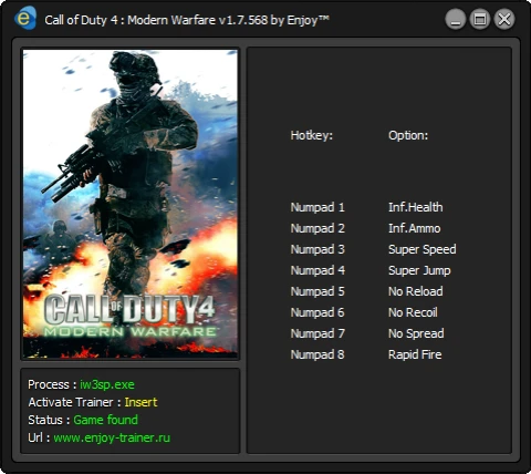 Call of Duty 4 - Modern Warfare: Trainer/Трейнер [v1.7.568] {Enjoy][ENj}