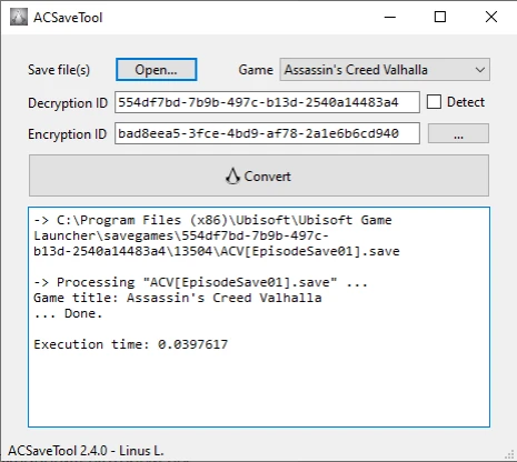 Assassin's Creed: Valhalla: Конвертер Сохранений / Save Games Converter (ACSaveTool)