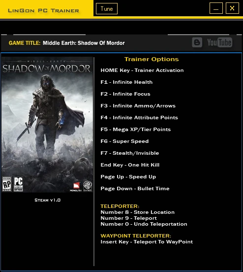 Middle-earth: Shadow of Mordor: Трейнер/Trainer (+13) [1.0] {LinGon}
