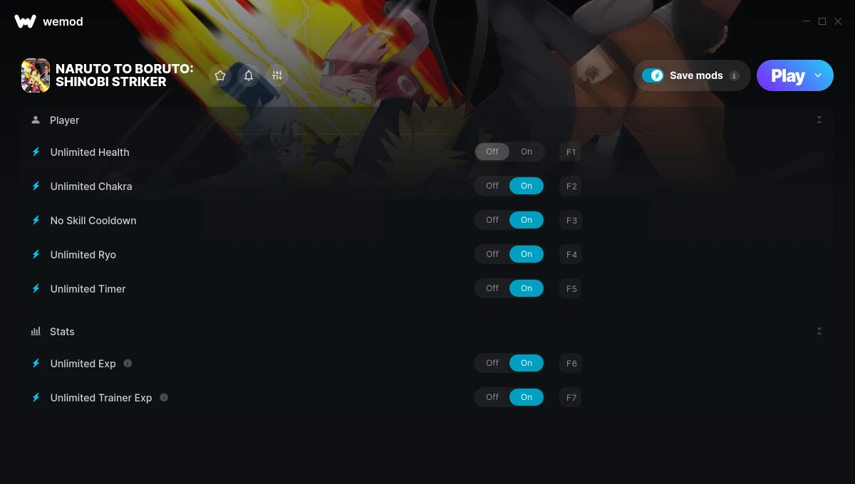 Naruto to Boruto: Shinobi Striker "Трейнер +7: Здоровье, чакра, рио, таймер и др" {MrAntiFun / WeMod}