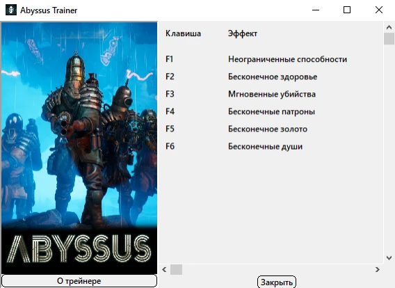 Abyssus "Трейнер +6: Здоровье, супер урон, золото, души, патроны" {Bogdan Original}