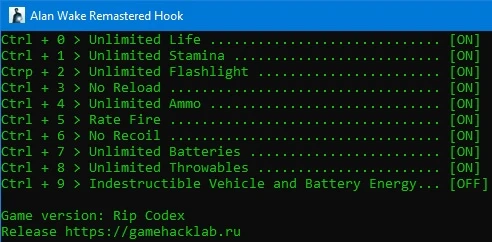 Alan Wake Remastered Трейнер/Trainer (+10) [Codex] {LIRW / GHL}