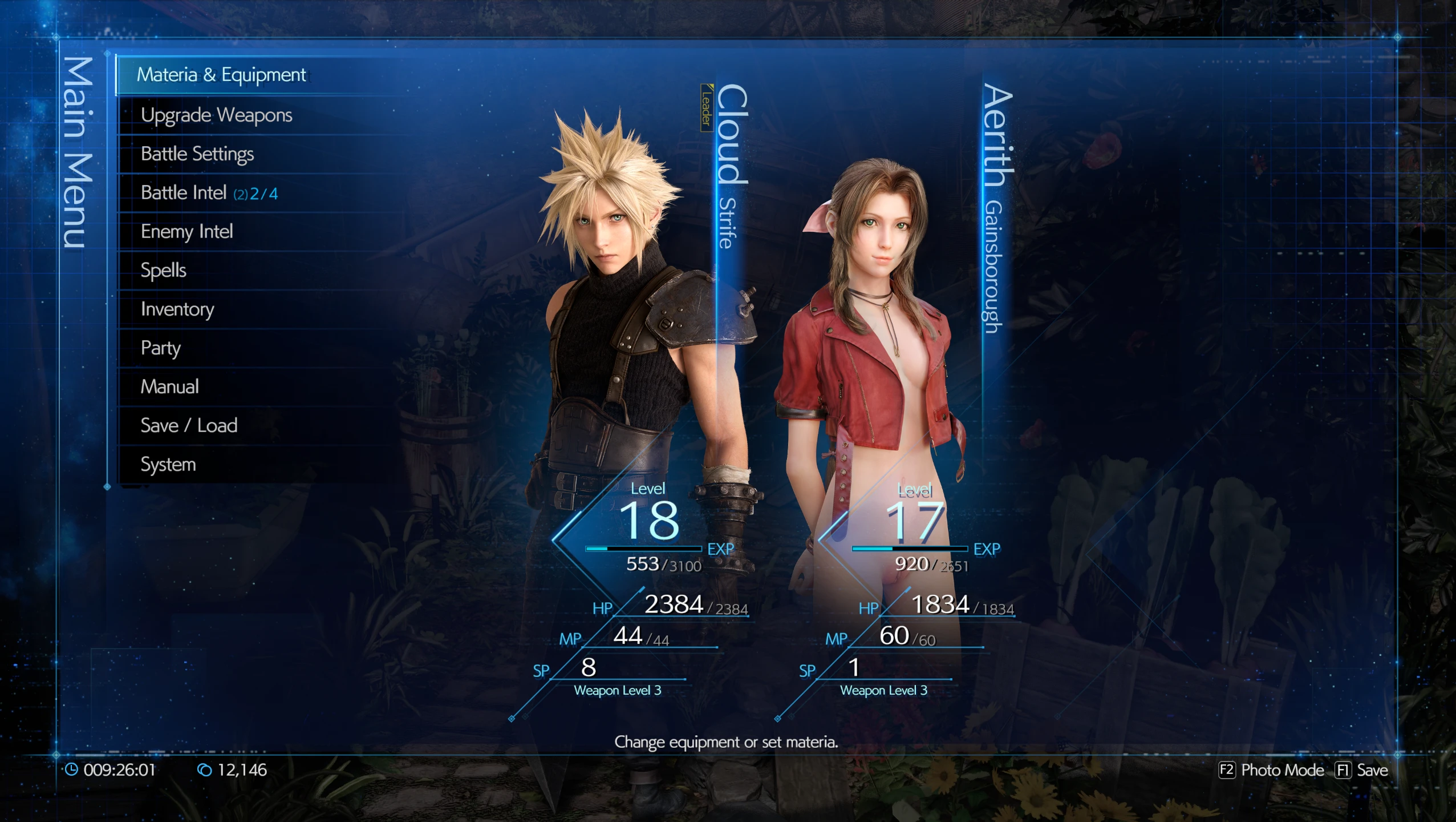 Final Fantasy 7 Remake "Голая Аэрис в меню"